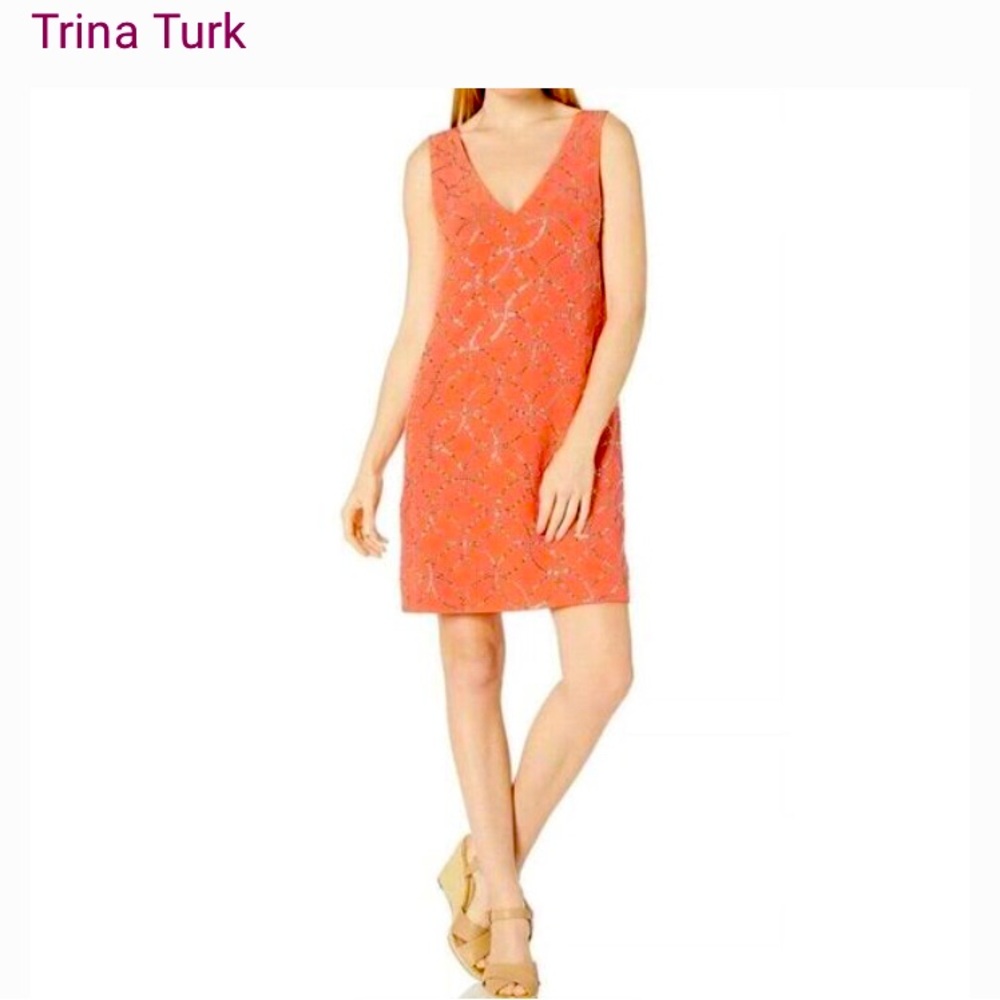 Trina Turk Orange Spritz Silk Dress